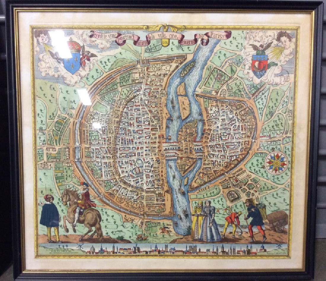 Vintage Illustrated Map Artwork Framed, Paris (1 of 9)