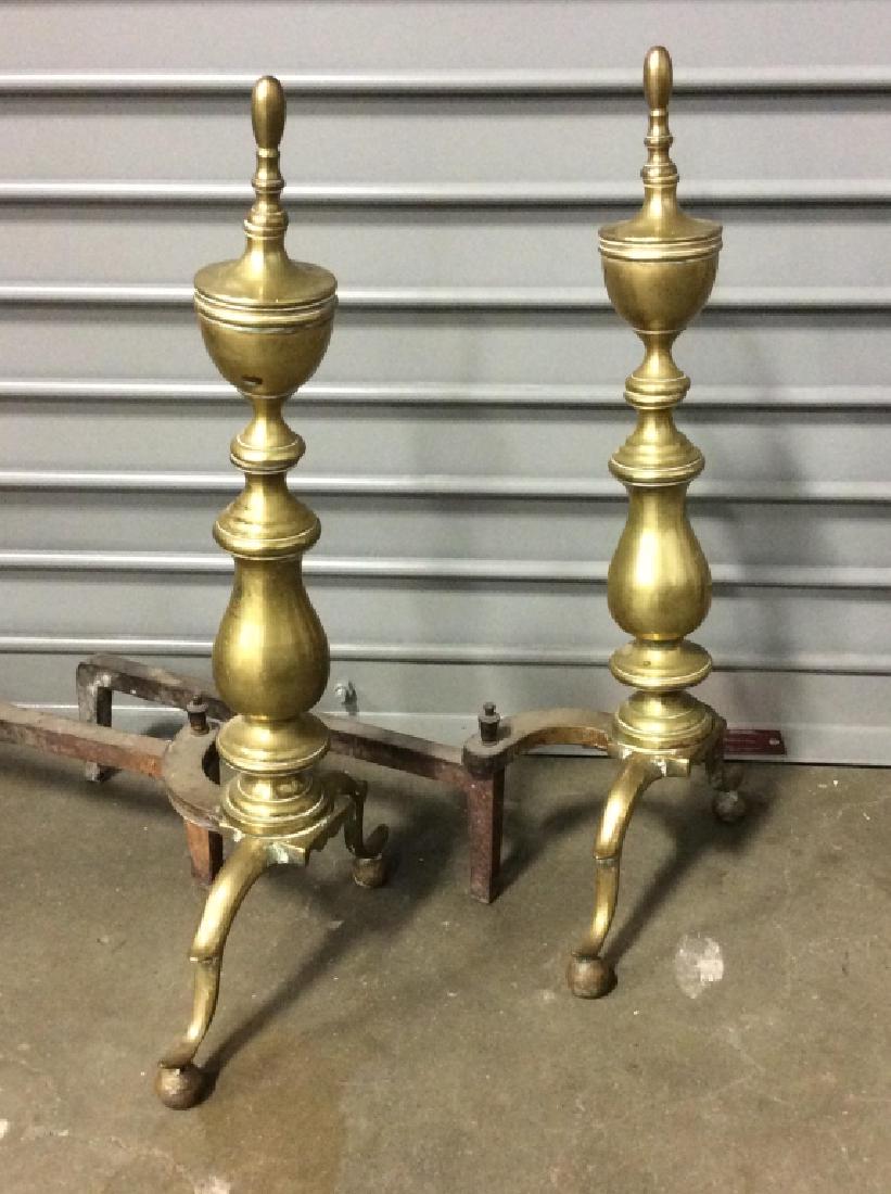 Brass Toned Metal Andirons Fireplace acc (1 of 7)