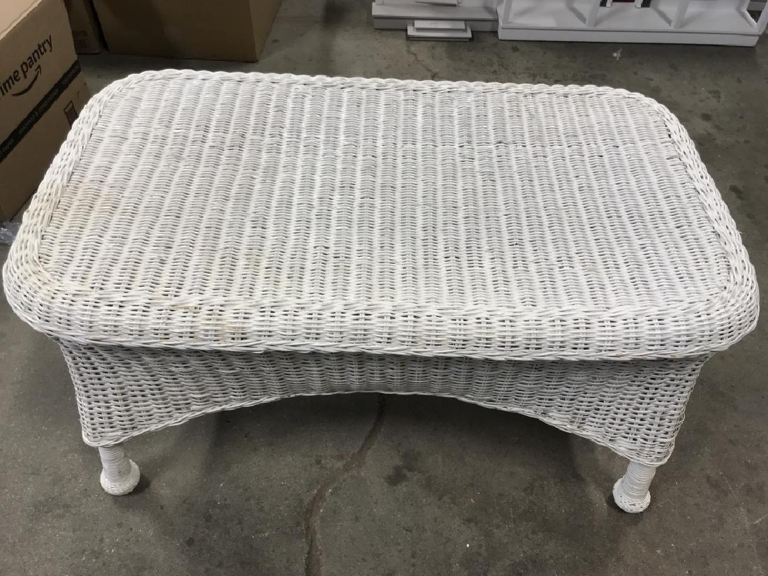 White Toned Wicker Footrest Table (1 of 8)