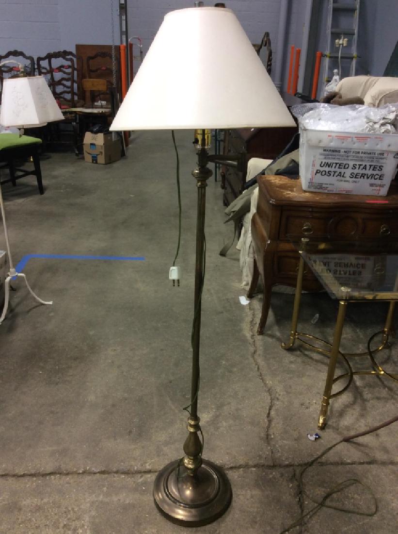 Vintage Gold Toned Brass Metal Floor Lamp (1 of 8)