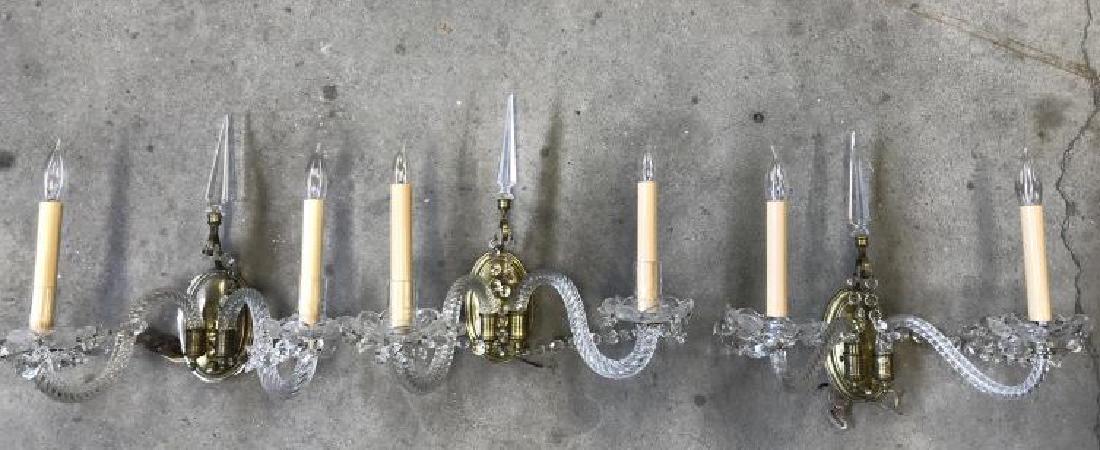 Lot 3 Crystal Brass 2 Arm Sconces (1 of 8)