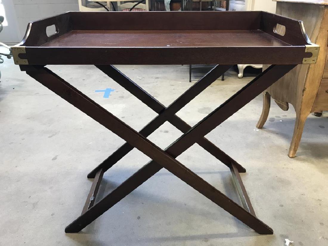 Vintage Wooden Tray Table on X Stand (1 of 8)