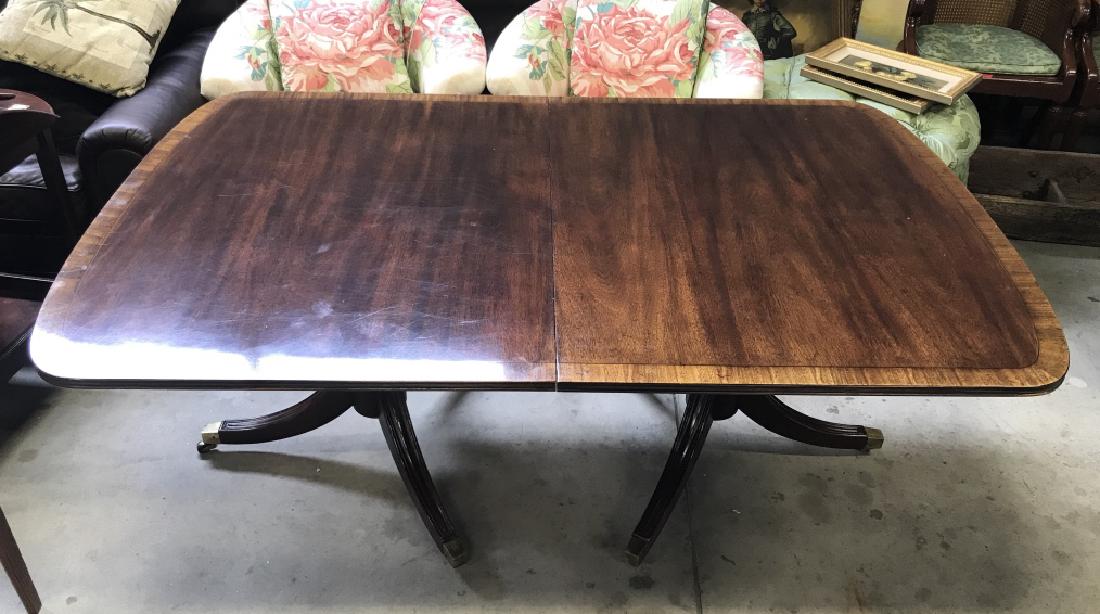 Lot 2 Wooden Double Pedestal Dining Table & Leaf (1 of 10)