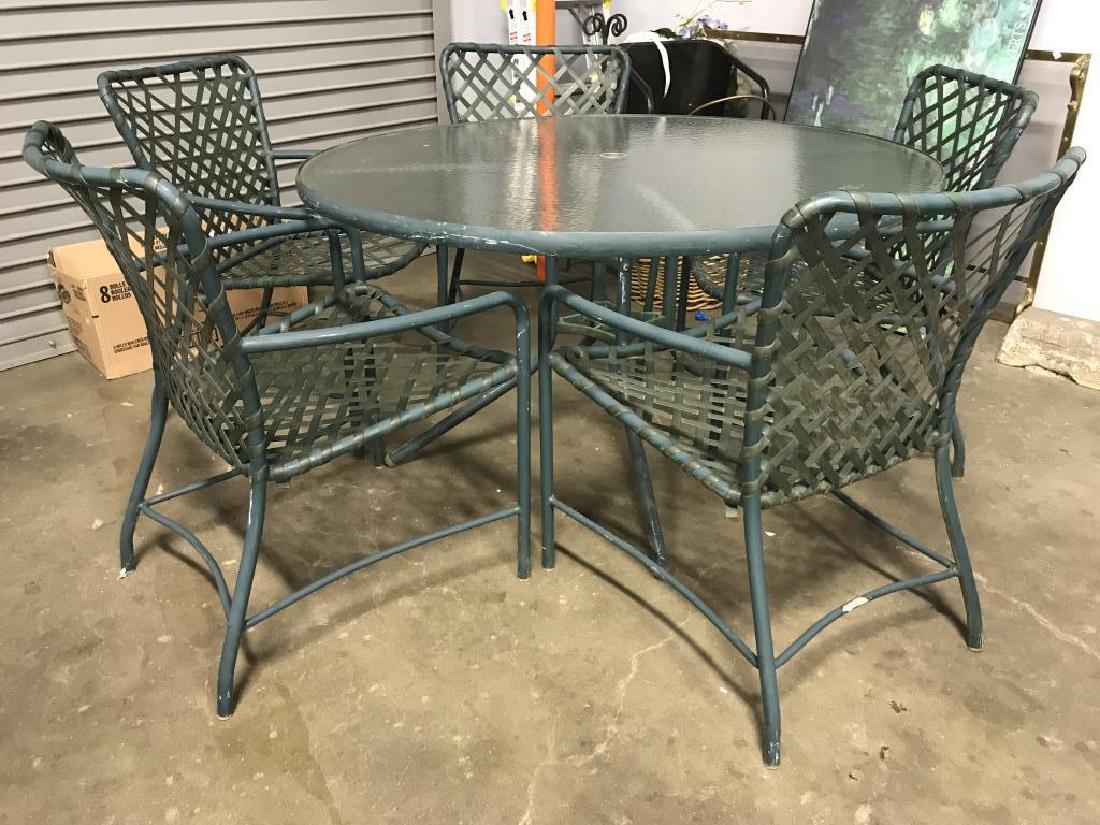 Lot 6 Metal Outdoor Patio Table & Chairs (1 of 10)