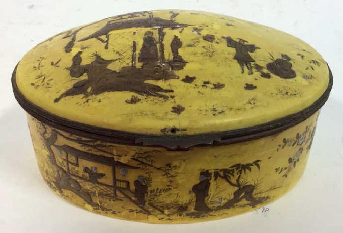 Antique Painted Porcelain Metal Asian Box (1 of 18)
