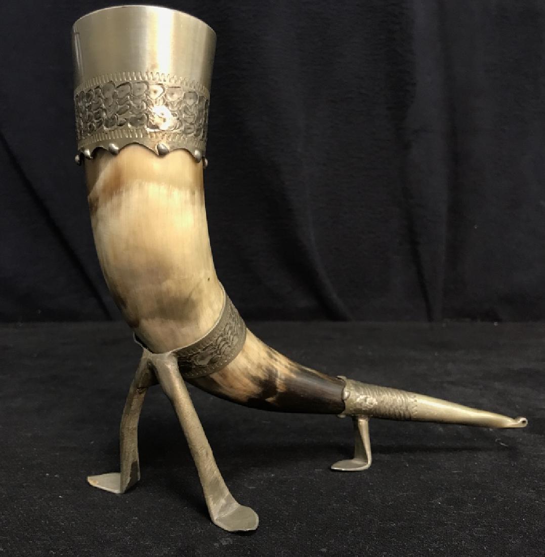 Vintage Norwegian Tokke Tin Drinking Horn