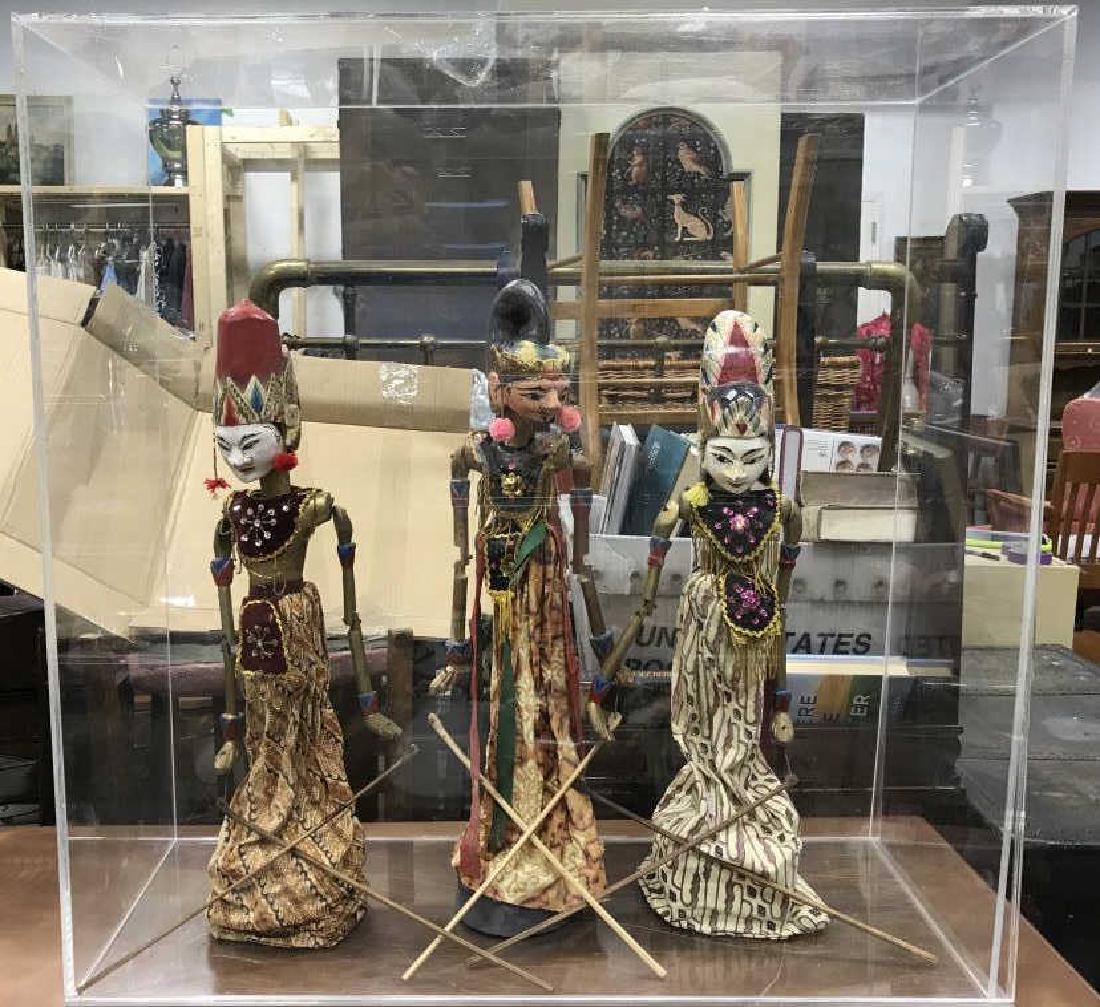 Lot 4 Indonesian Shadow Puppets Under Plexiglass (1 of 8)