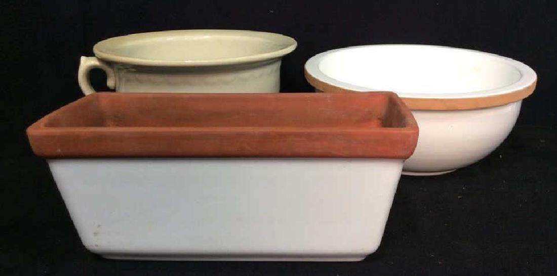 Lot 3 White Toned Stonewear Ceramic Planters (1 of 11)