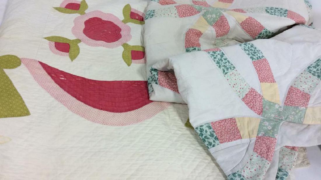 Pair Hand made Vintage Floral Fabric Quilts (1 of 13)