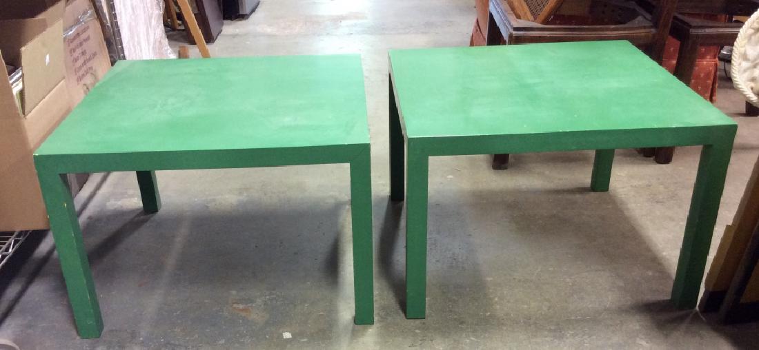 Pair Green Toned Square Side Tables (1 of 6)