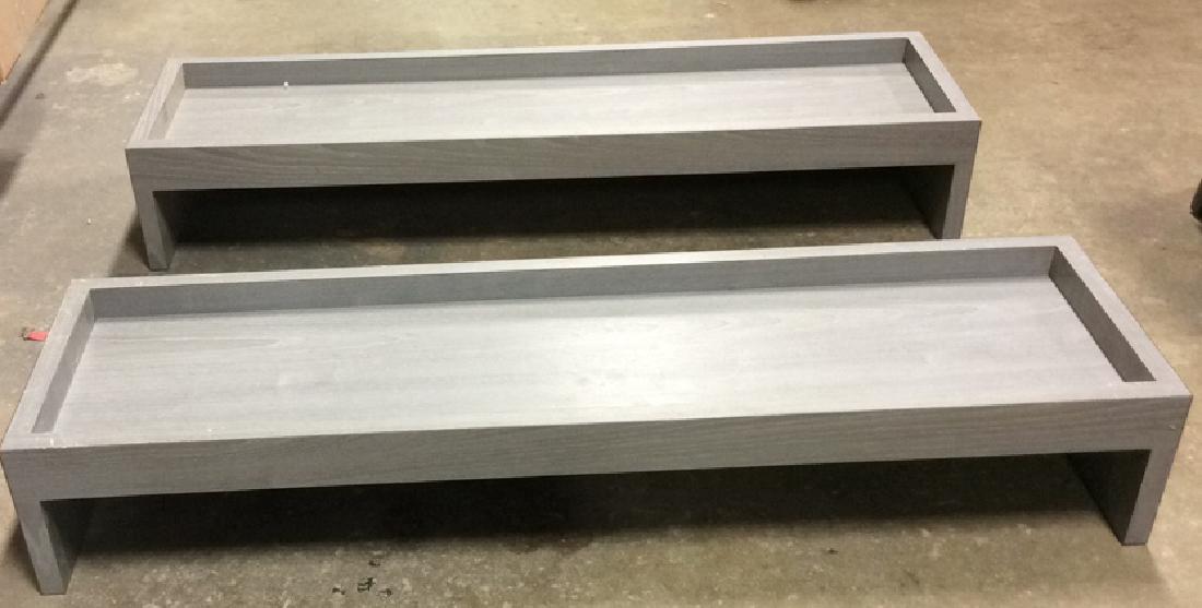 Pair Gray Blue Wooden Wall Shelves (1 of 9)