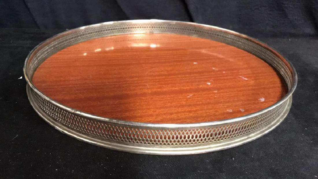 Lacquered Wood Pierced Silver Pl Gallery Tray (1 of 8)