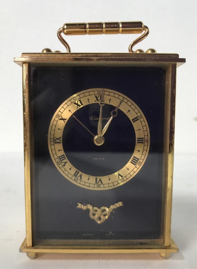 BUCHERER Gold & Navy Toned Desk Clock (1 of 8)