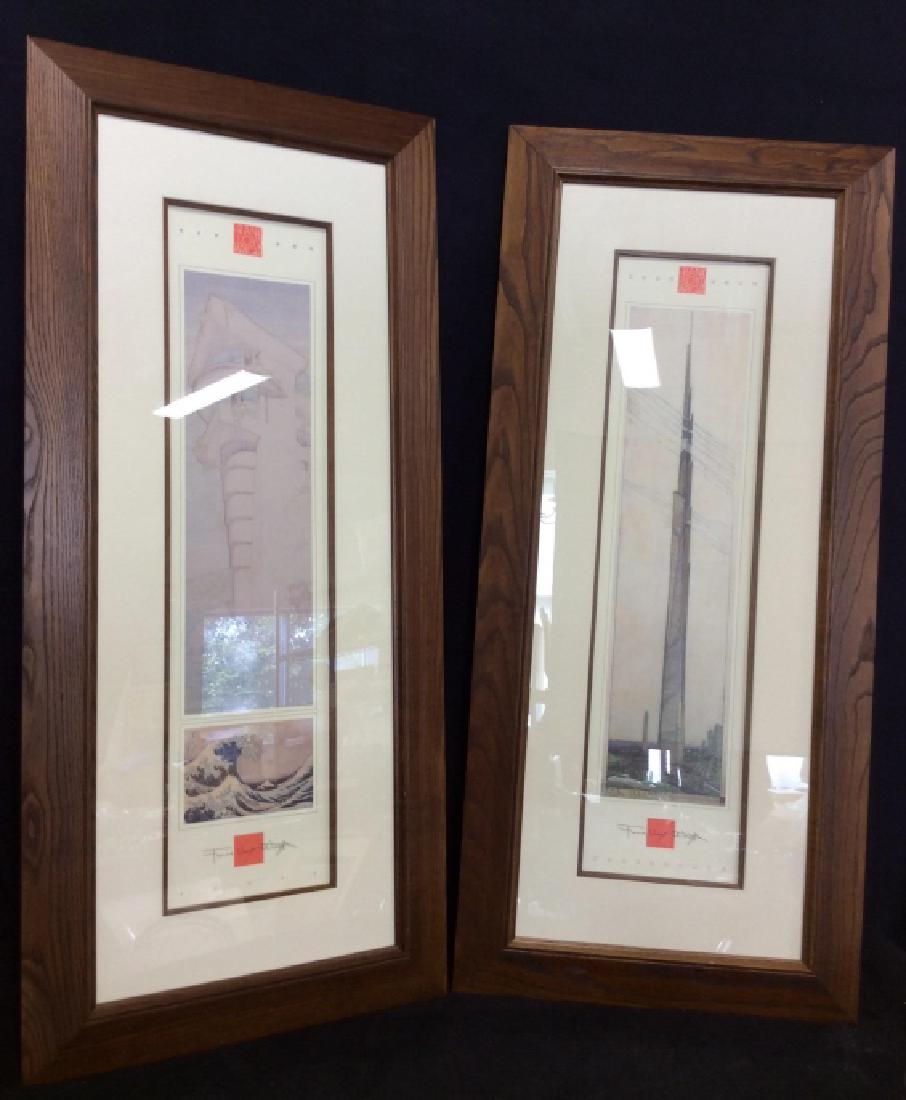 Pair Framed Frank Lloyd Wright Architecture Prints (1 of 12)