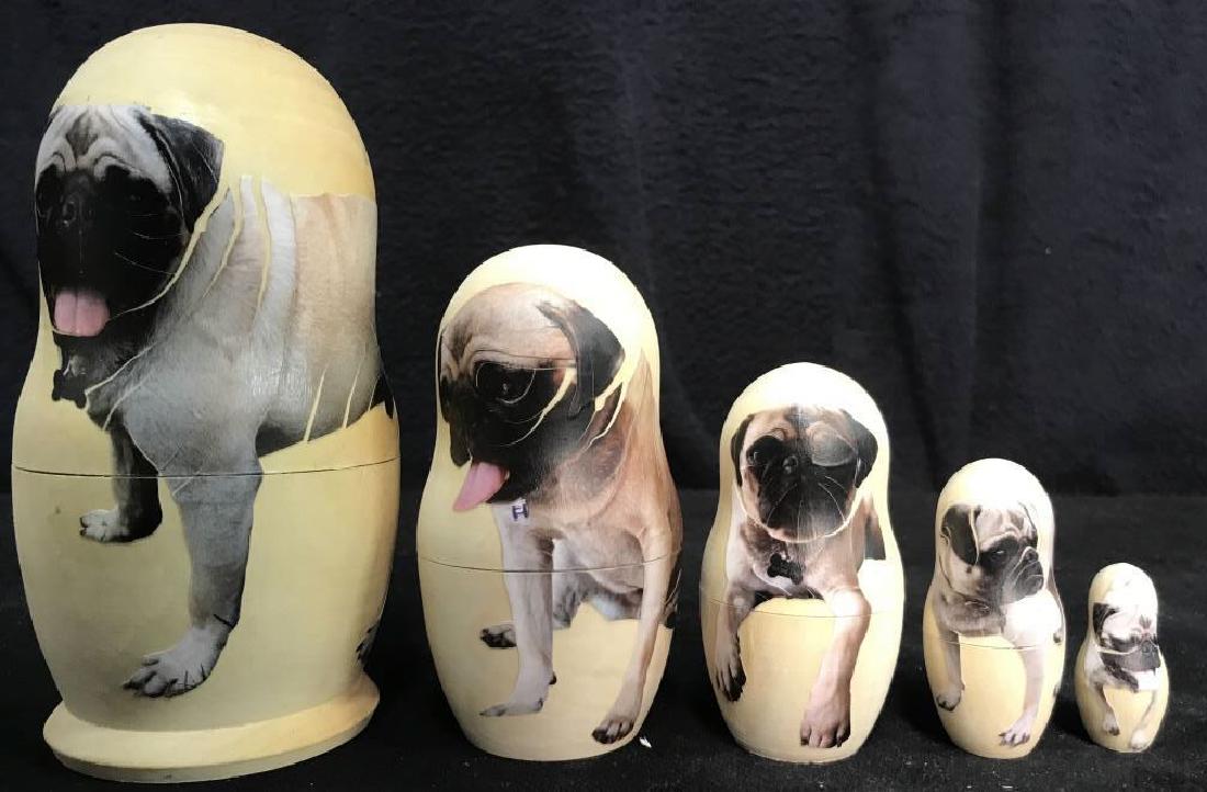 Lot 5 Pug Puppy Detailed Russian Dolls (1 of 7)