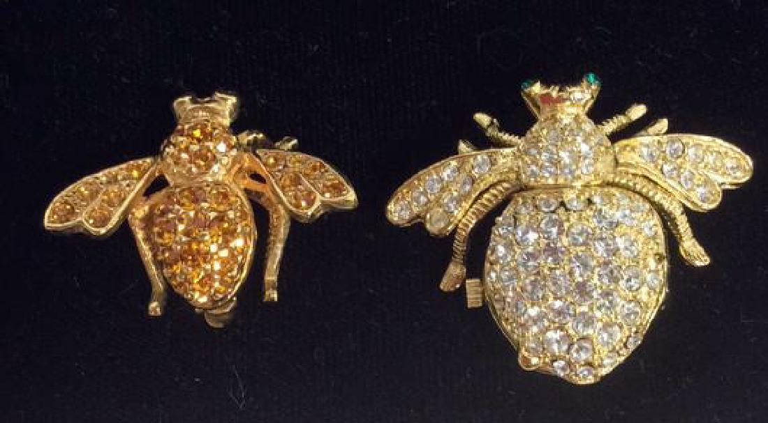 Pair JOAN RIVERS Rhinestone Studded Bee Pins (1 of 8)