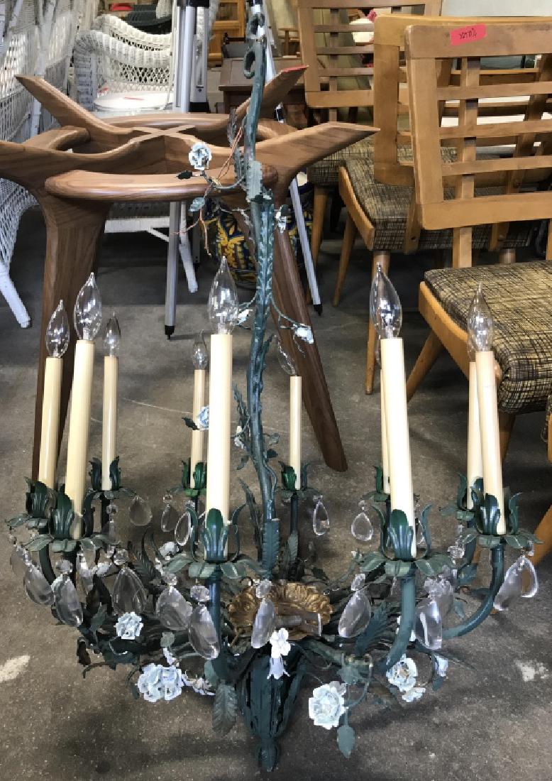 10 Arm Metal Floral & Leaf Crystal Chandelier (1 of 10)