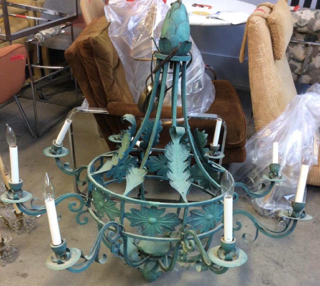Metal Floral Green Toned Chandelier 8 Arms (1 of 10)