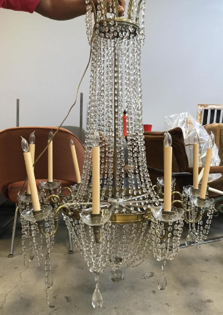 10 Arm Ornate Vintage Brass Crystal  Chandelier (1 of 10)