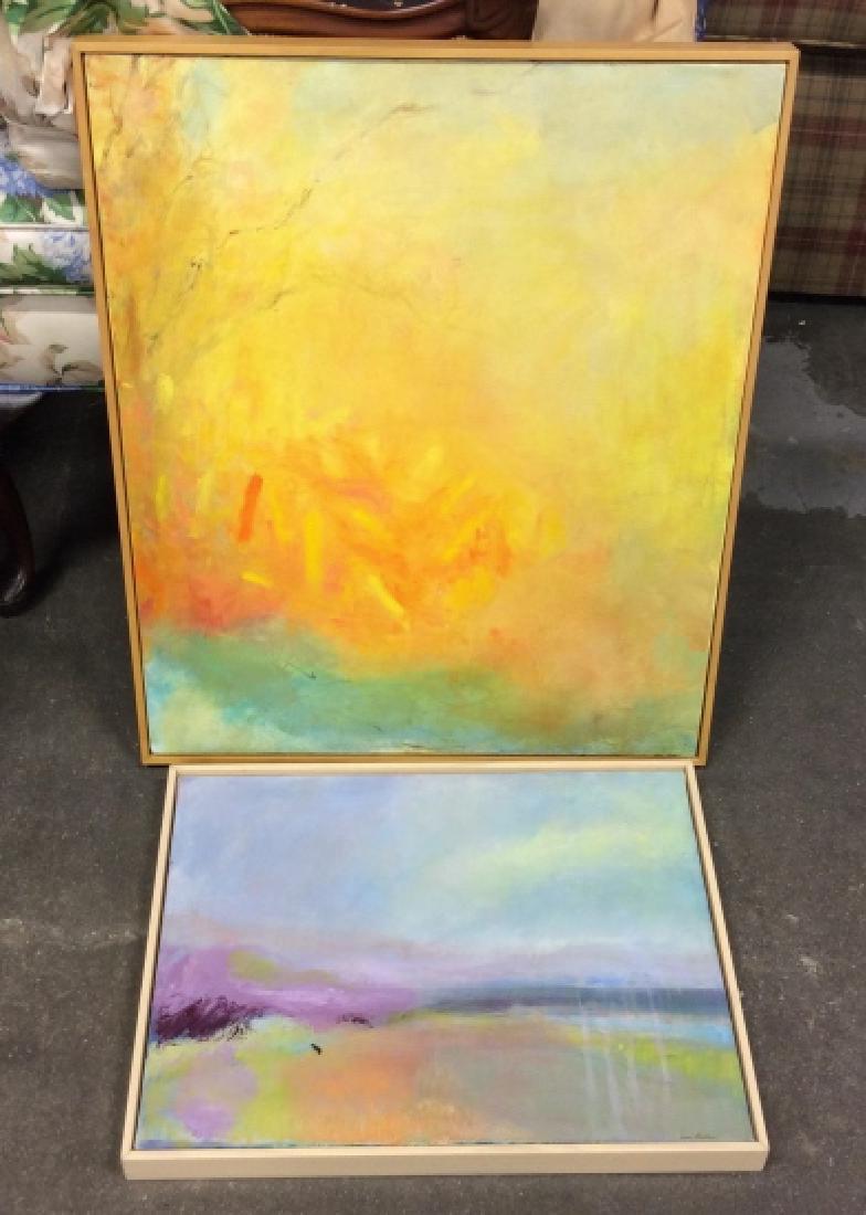 Pair Joan Badner Abstract Pastel Palette Paintings (1 of 12)