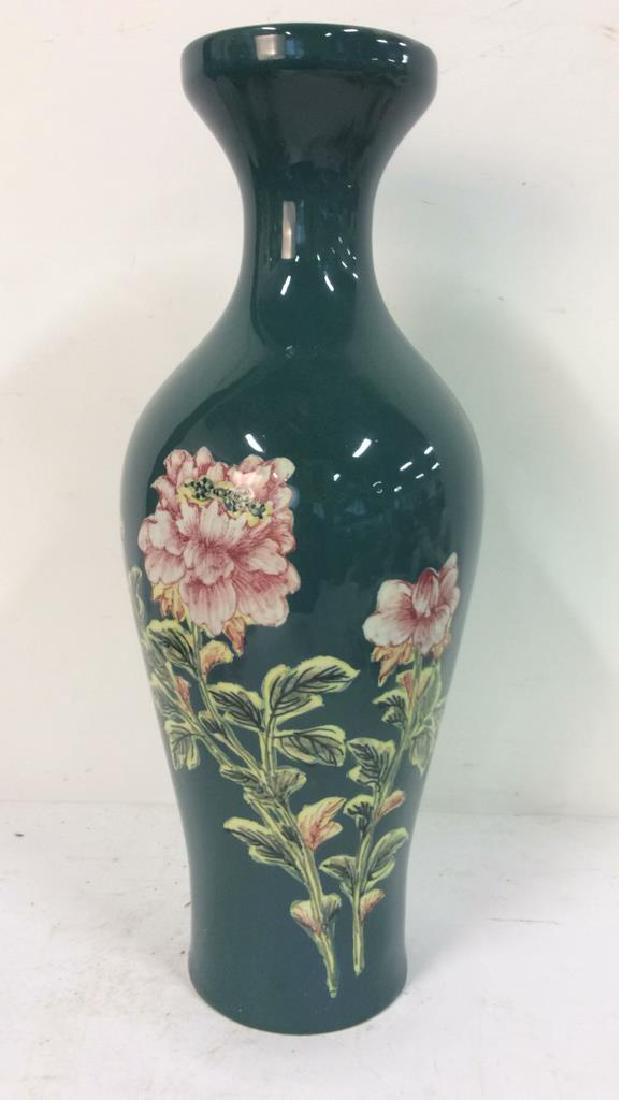 Asian Floral Detailed Ceramic Porcelain Vase (1 of 10)