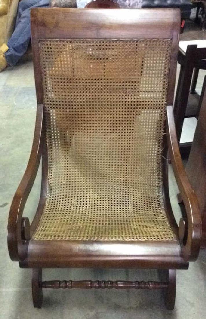 Polished Wood and Cane Plantation Chair (1 of 8)