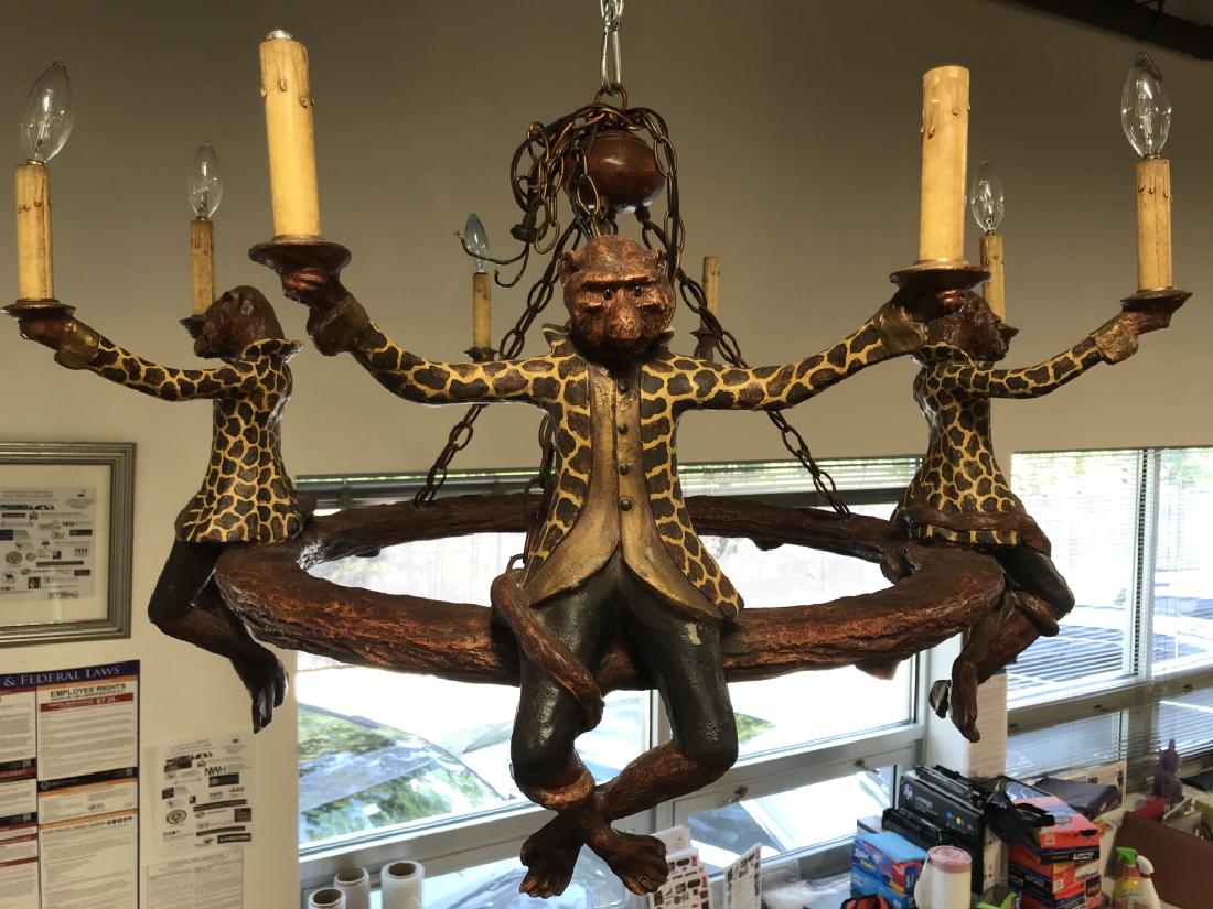 Composite Painted Monkey Detailed Chandelier (1 of 12)