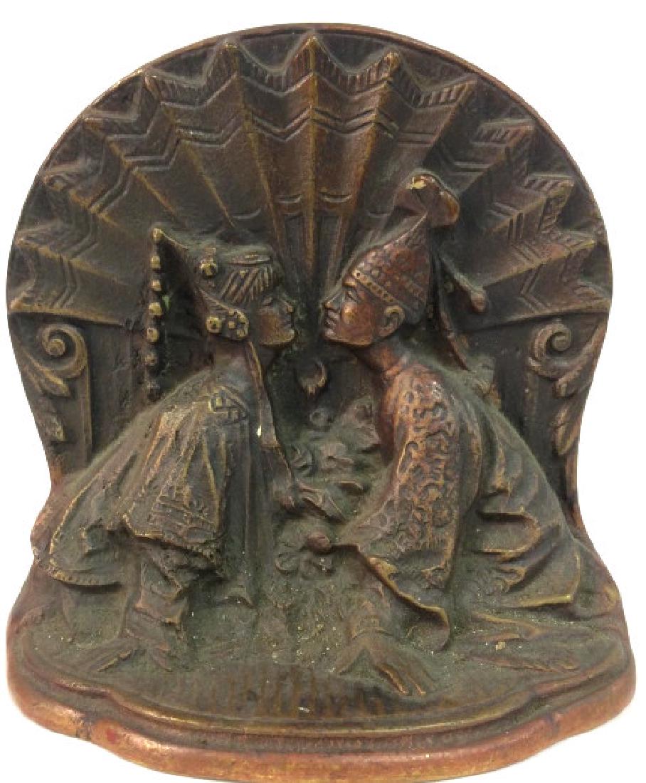 Pair Antique Asian Bronze Art Deco Bookends (1 of 8)