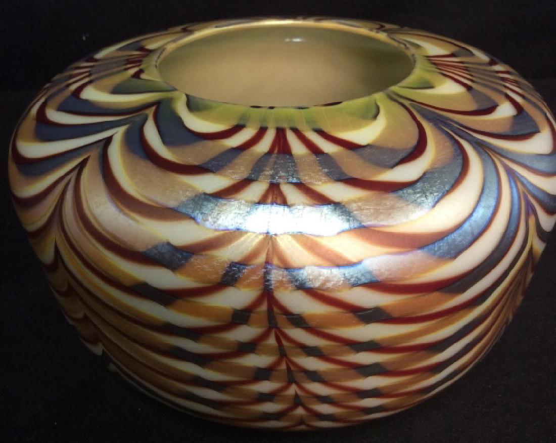 Signed Donald Carlson Art Glass Bowl Vase (1 of 6)