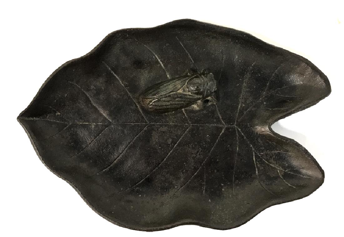 Japanese Bronze Cricket Leaf Tray (1 of 8)