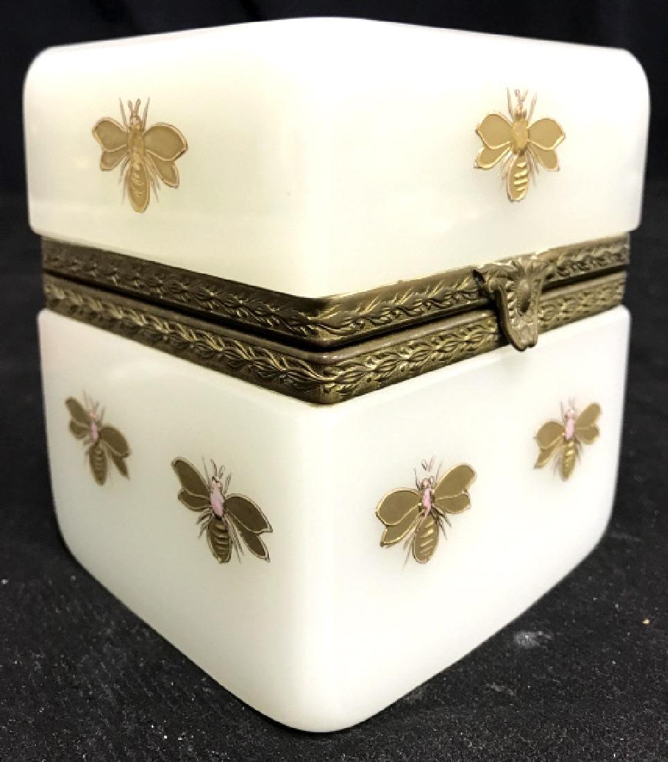 Opaline & Bronze Casket Box w Gilt Inlay (1 of 9)