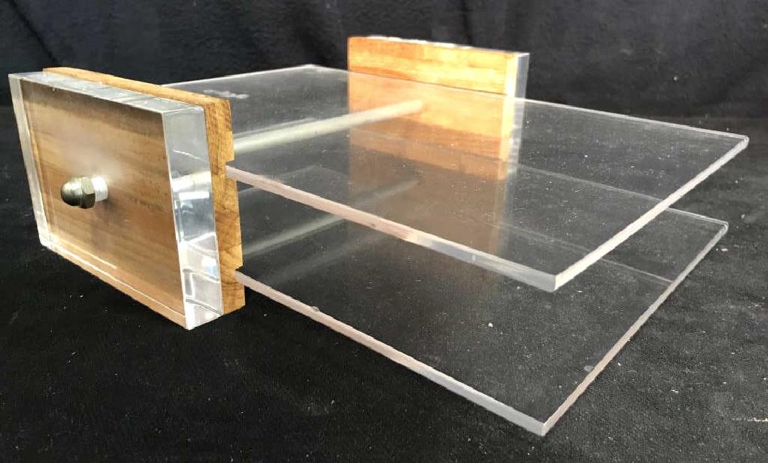 Mid Century Modern Lucite & Wood Desk Organizer (1 of 8)