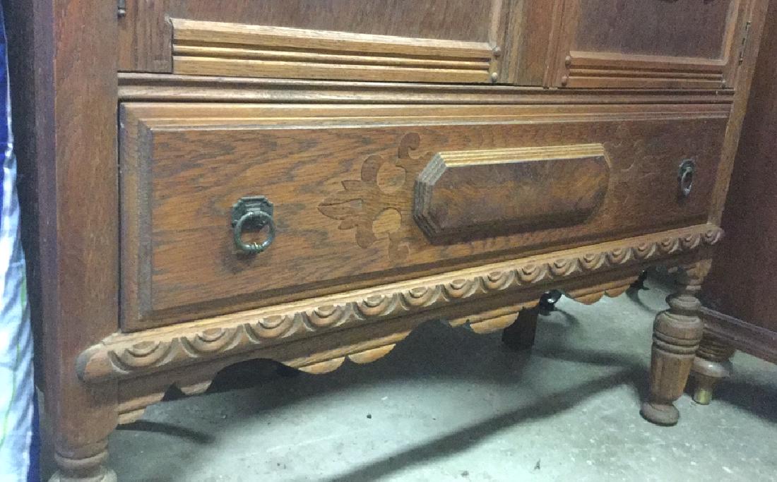 Vintage Carved Oak Storage Cabinet Chest (1 of 13)