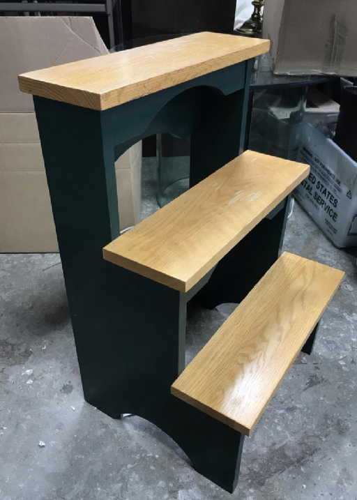 Wooden Three Step Stool Library Steps