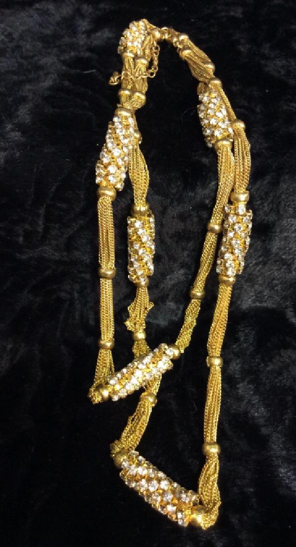 Woman’s Gold Toned Chain Necklace w Rhinestones (1 of 6)