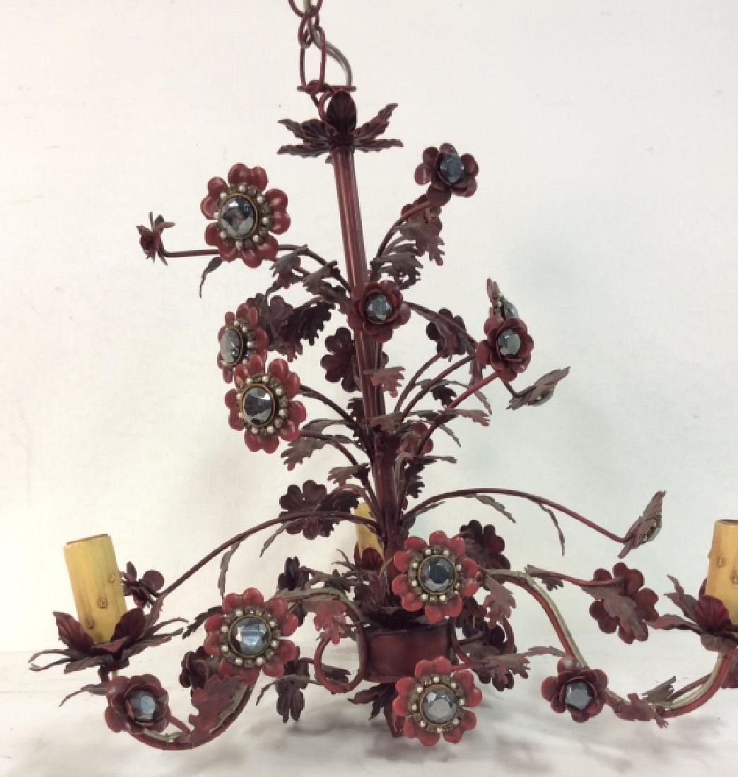 Red Painted Floral Chandelier (1 of 9)