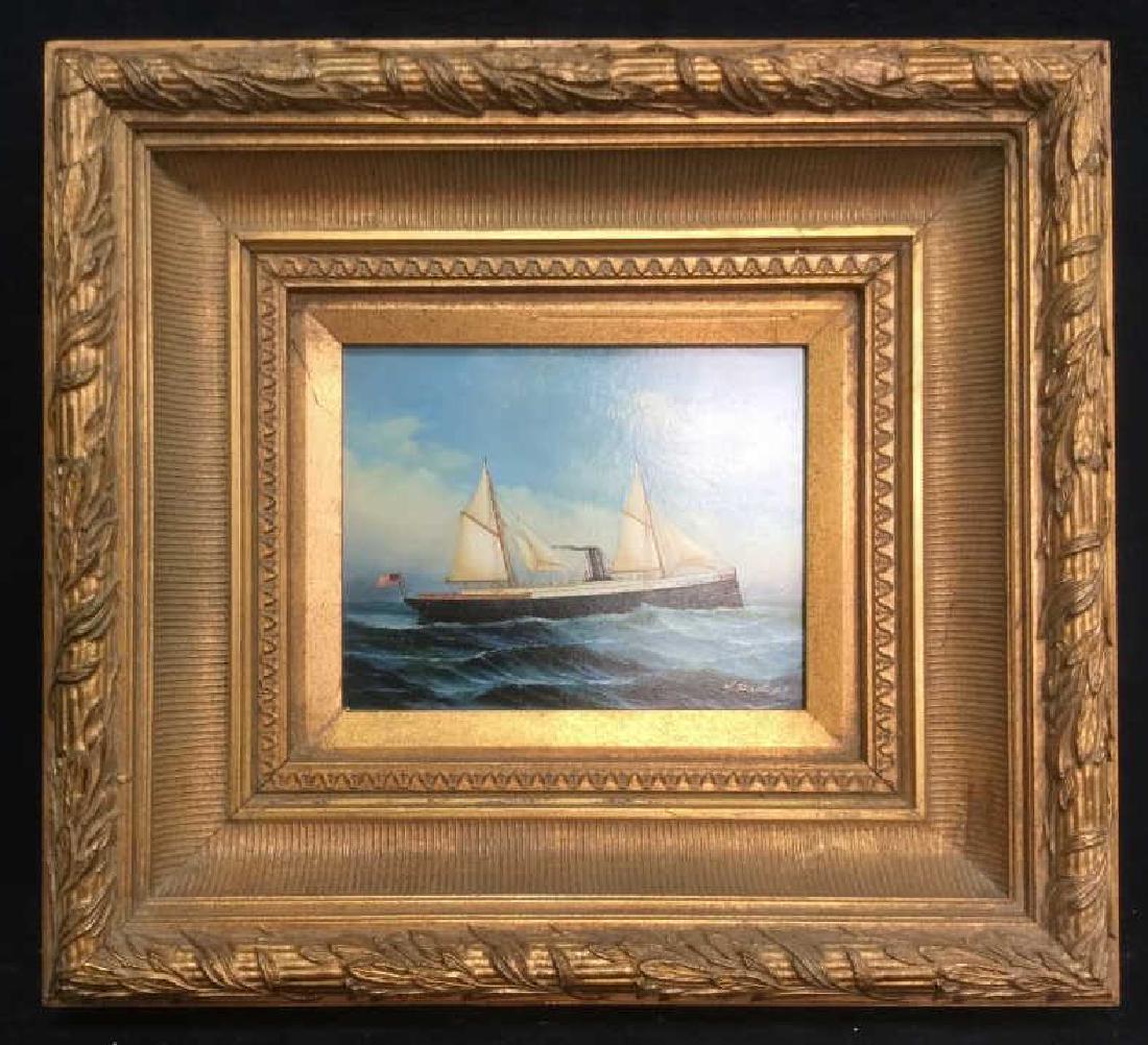 Y. PARKER, Antique Framed Maritime Oil Painting (1 of 11)