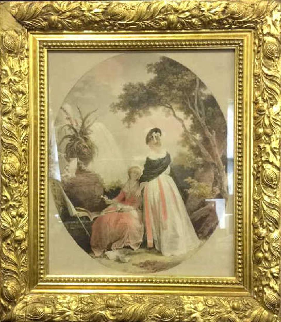 Ornately Framed Artwork Of 2 Female Figures (1 of 8)