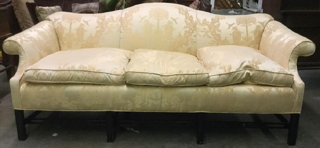 Gold Toned Camel Back Chippendale Style Sofa (1 of 8)
