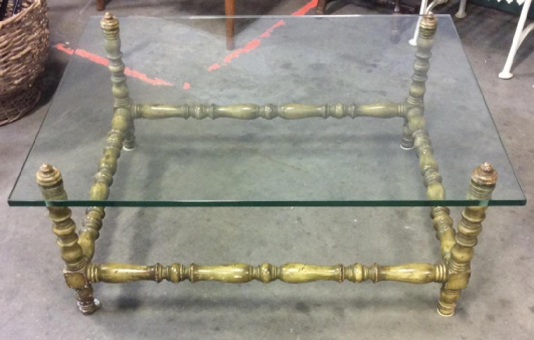 Glass Top Painted Wood Coffee Table (1 of 8)