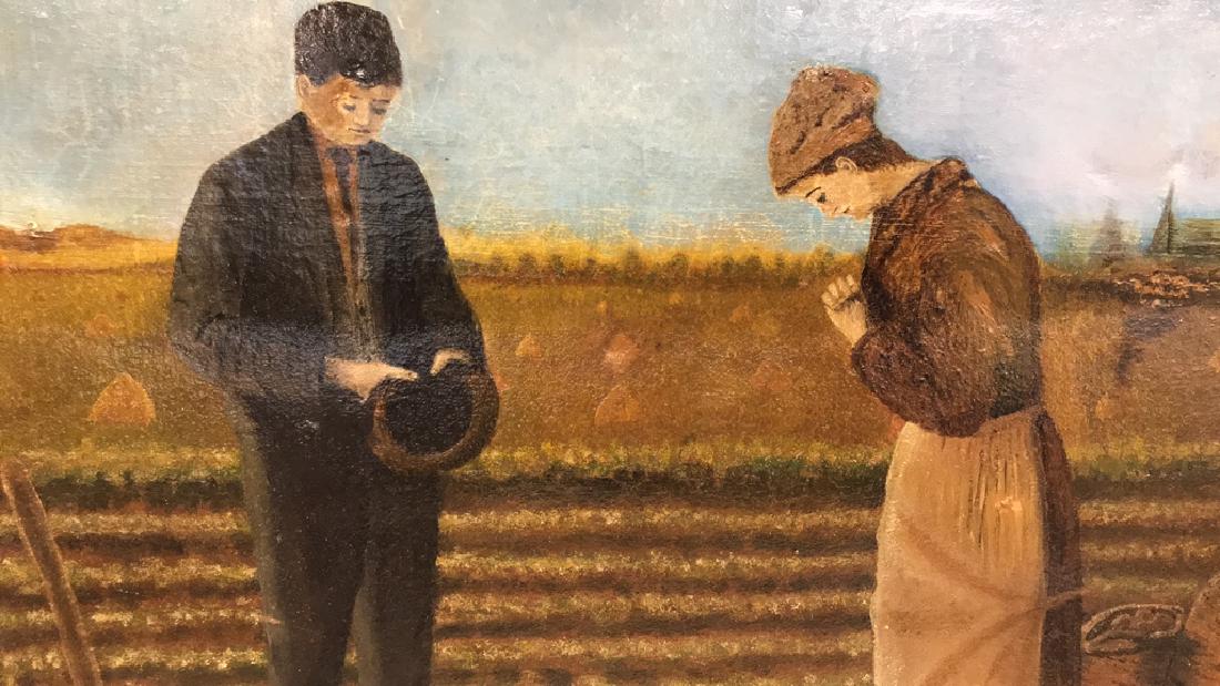 Farmers w Crops Antique Oil Painting on Canvas (1 of 8)