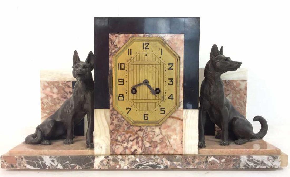 Art Deco Set Of 3 Piece Clock W Garnitures (1 of 17)