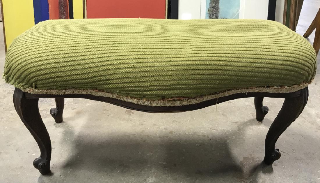 Vintage Carved Wooden Upholstered Footrest (1 of 6)