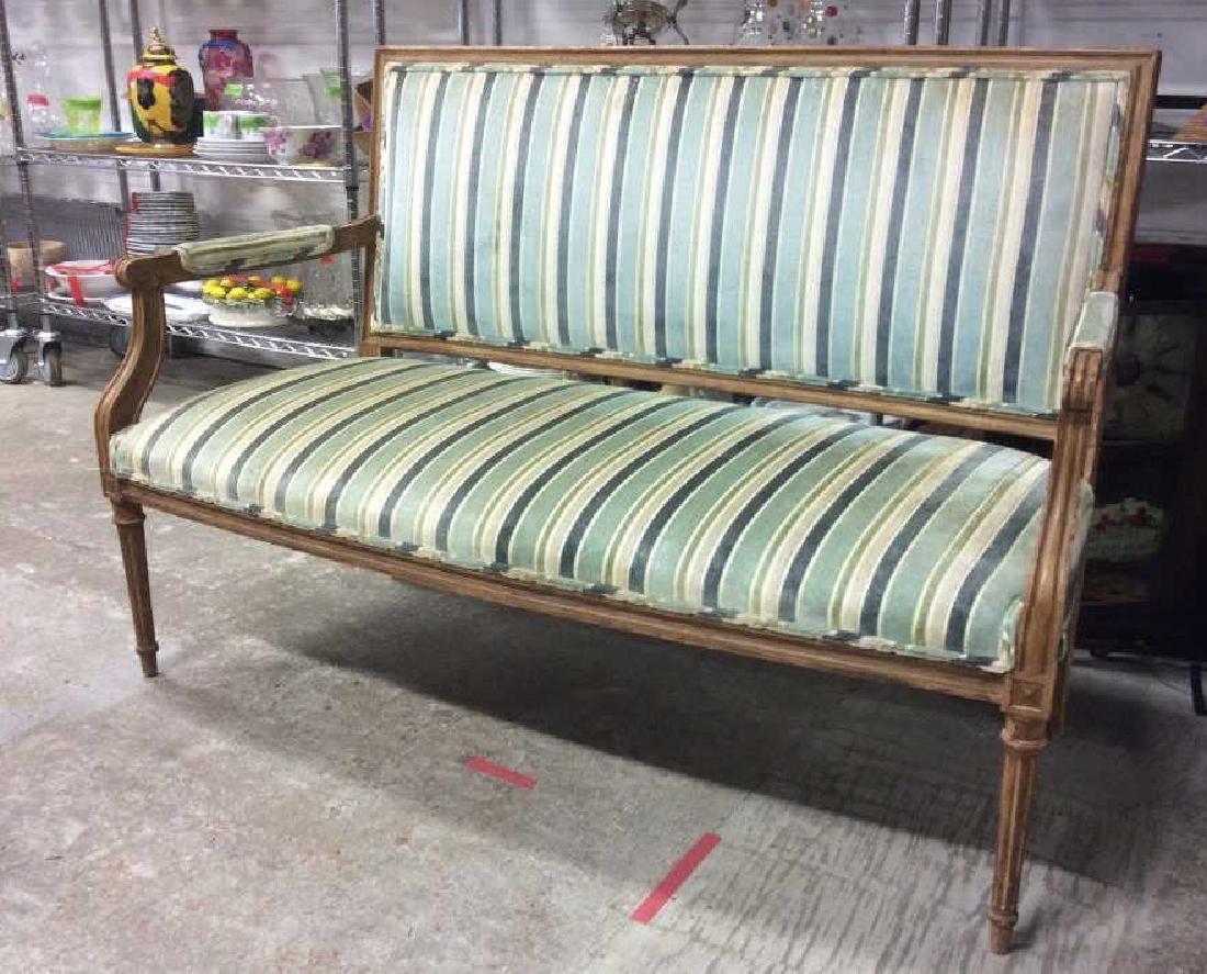 Vintage/Antique Carved Wood Velvet Settee (1 of 7)