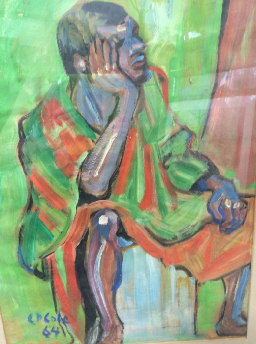 C D Cole Abstract Seated Figure Painting, 1964 (1 of 8)