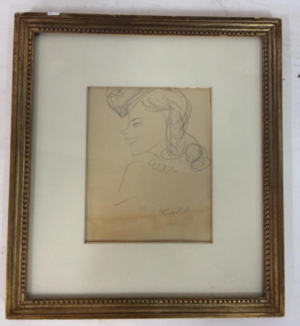 KROLL PencilFemale Charicature Portrait 1945 (1 of 8)