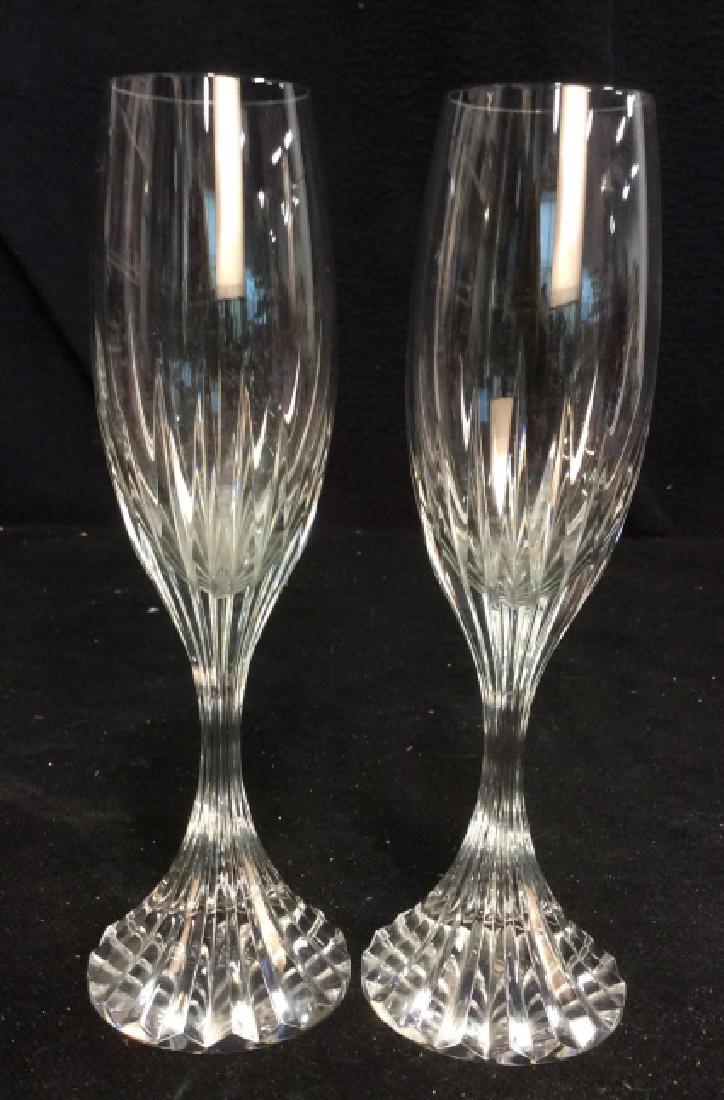Pair Baccarat Heavy Cut Crystal Champagne Flutes (1 of 8)