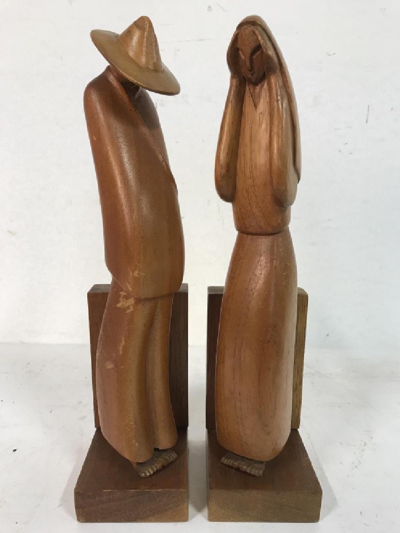 Lot 2 Carved Wooden Figural Bookends (1 of 10)