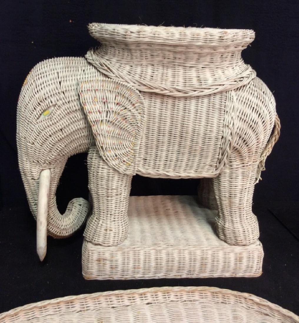 Elephant Figural White Whicker Plant Stand table (1 of 11)