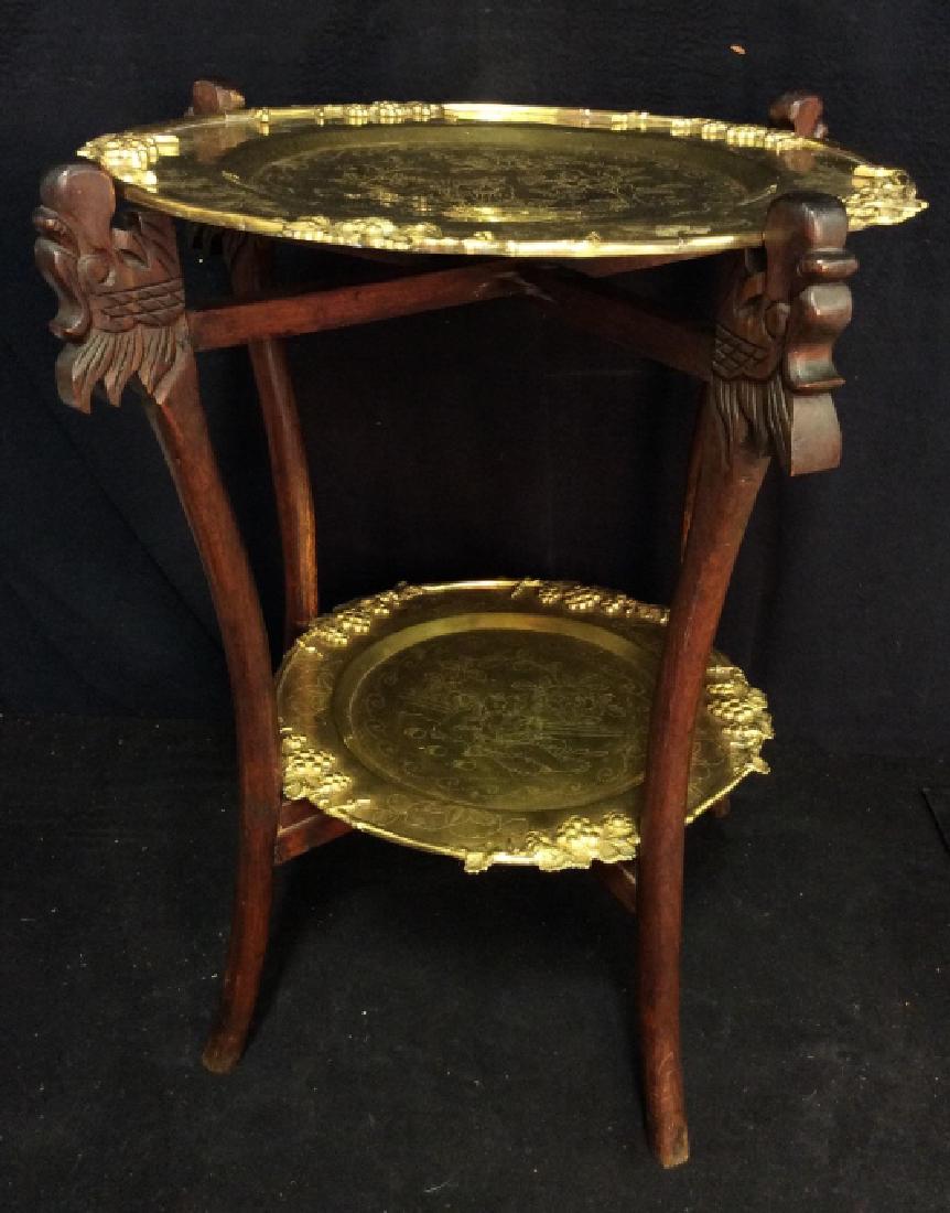 Antique Asian Double Brass Tray Tea Table, (1 of 11)